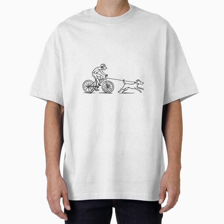 Dynamic Cyclist And Dog Leash Design T-Shirt