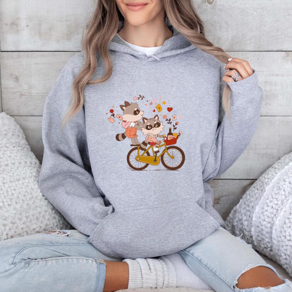 Love Raccoons On Bike Hoodie