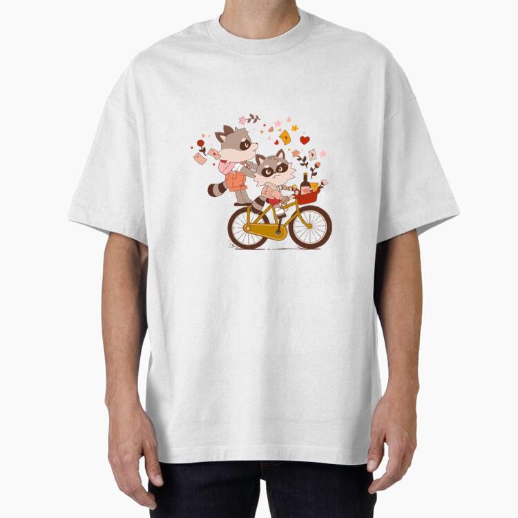 Love Raccoons On Bike T-Shirt