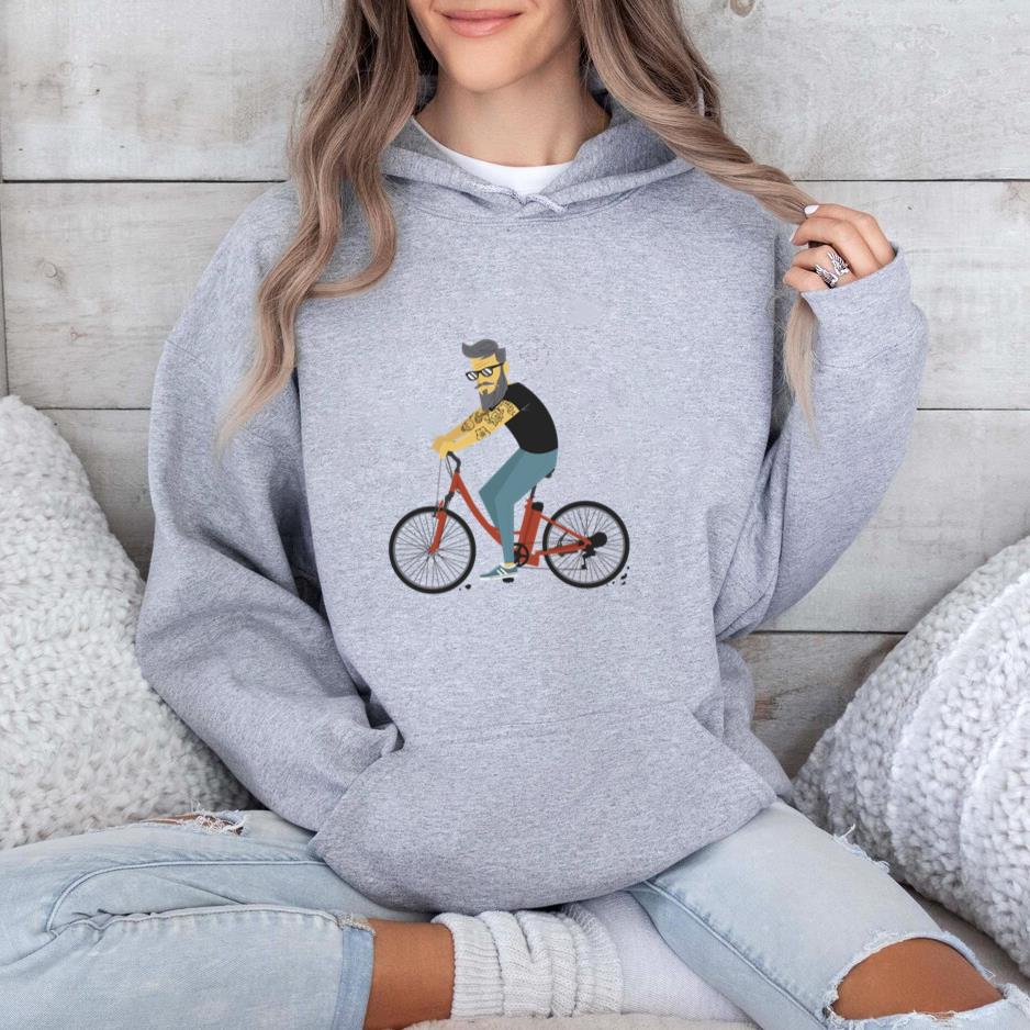 Man Hipster Bicycle Flat Hoodie