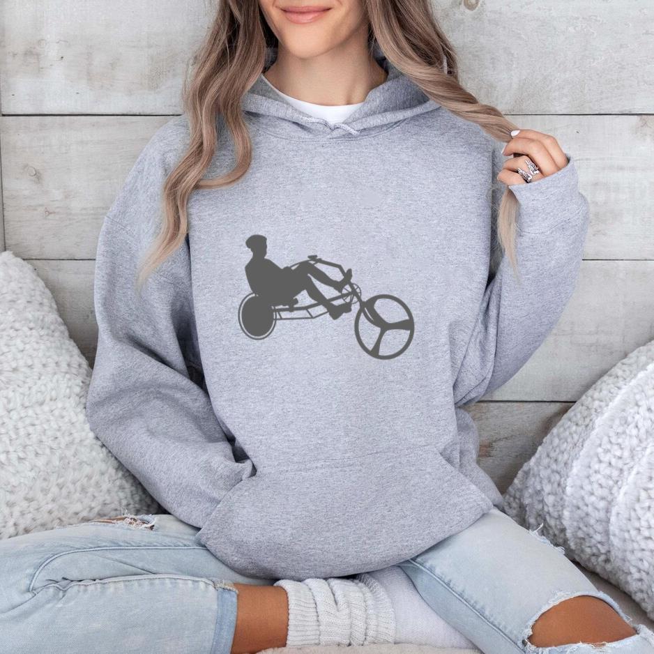 Man Riding Recumbent Bike Hoodie