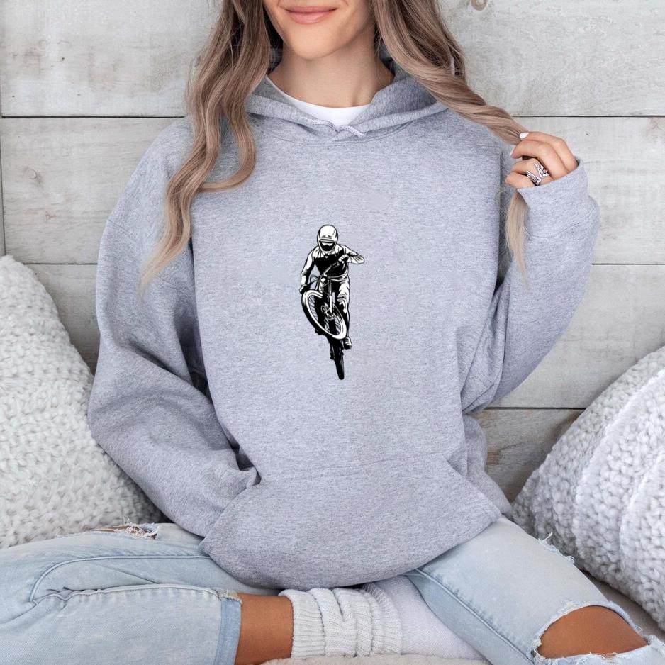 Mountain Bike Drawn Man Hoodie