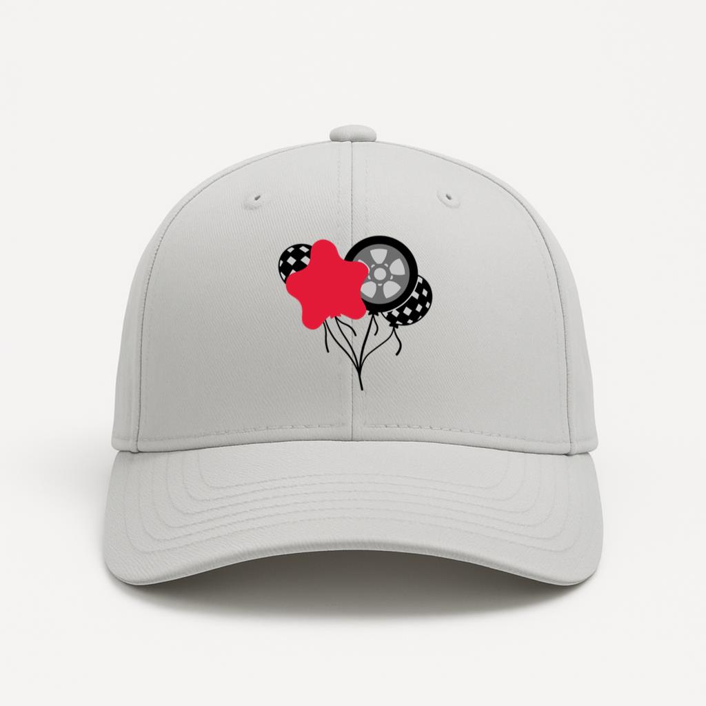 Playful Balloon Design With Racing Elements Cap