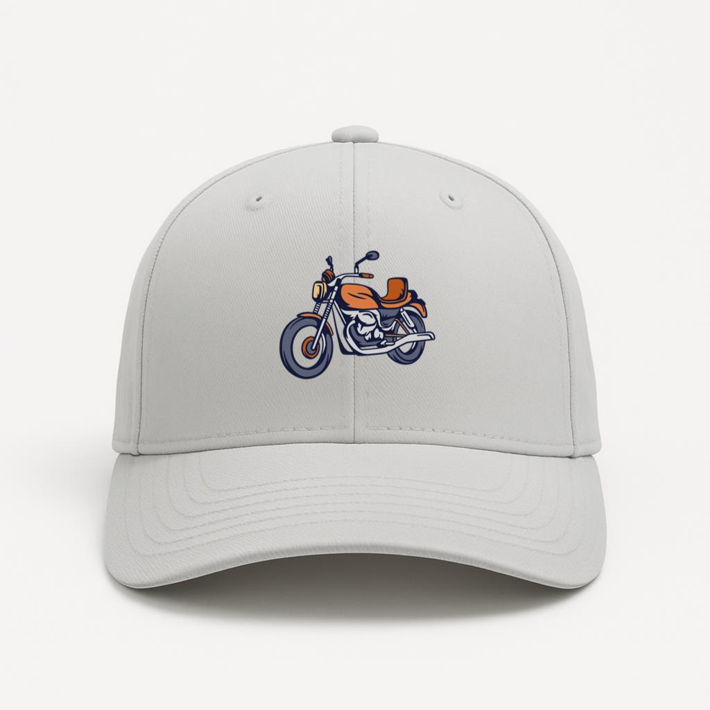 Stylish Cruiser Motorcycle Illustration Design Cap